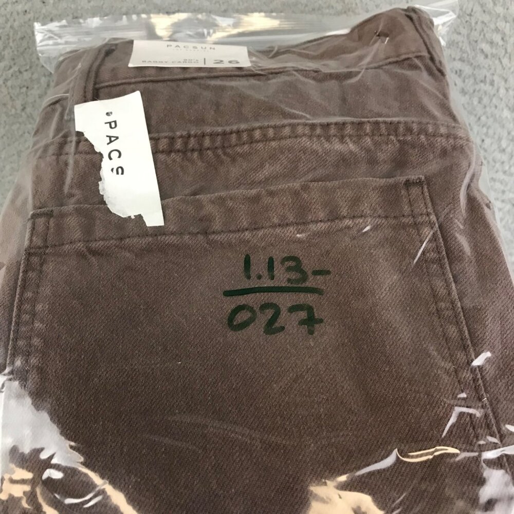New Pac Sun Baggy 90s‎ Cargo Utility Pants Brown wide leg size 26 - Picture 16 of 16